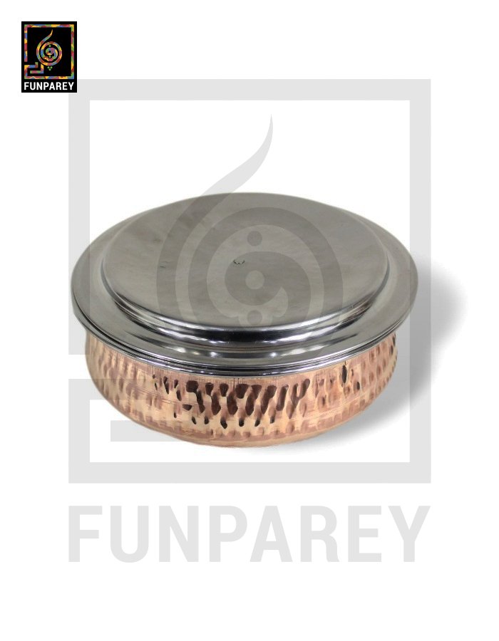 Copper Enclosed Stainless Steel Handi and Food Warmer 8" (XL/Family)