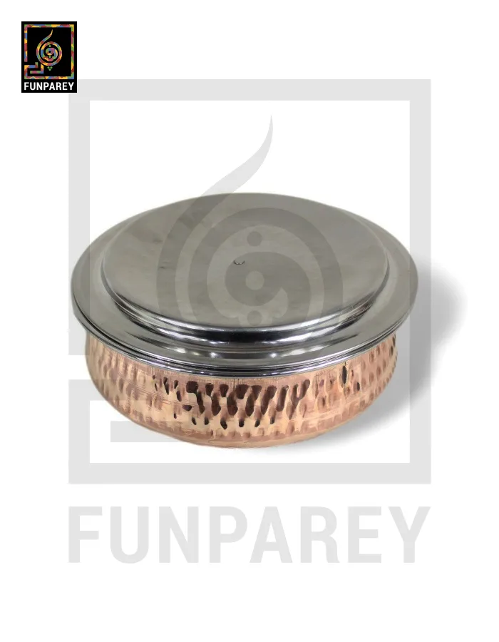 Copper Enclosed Stainless Steel Handi and Food Warmer 8" (XL/Family)