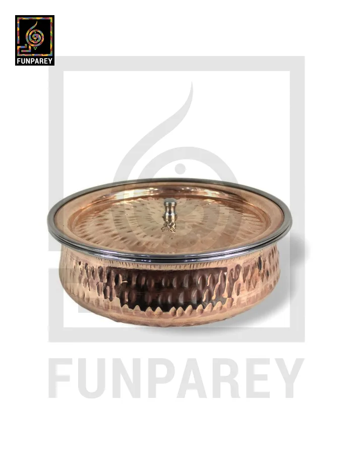Copper Enclosed Stainless Steel Handi and Food Warmer 8" (XL/Family)