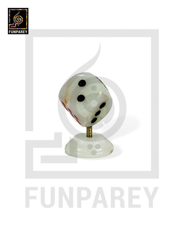 Onyx Stone Dice Table Clock 3"