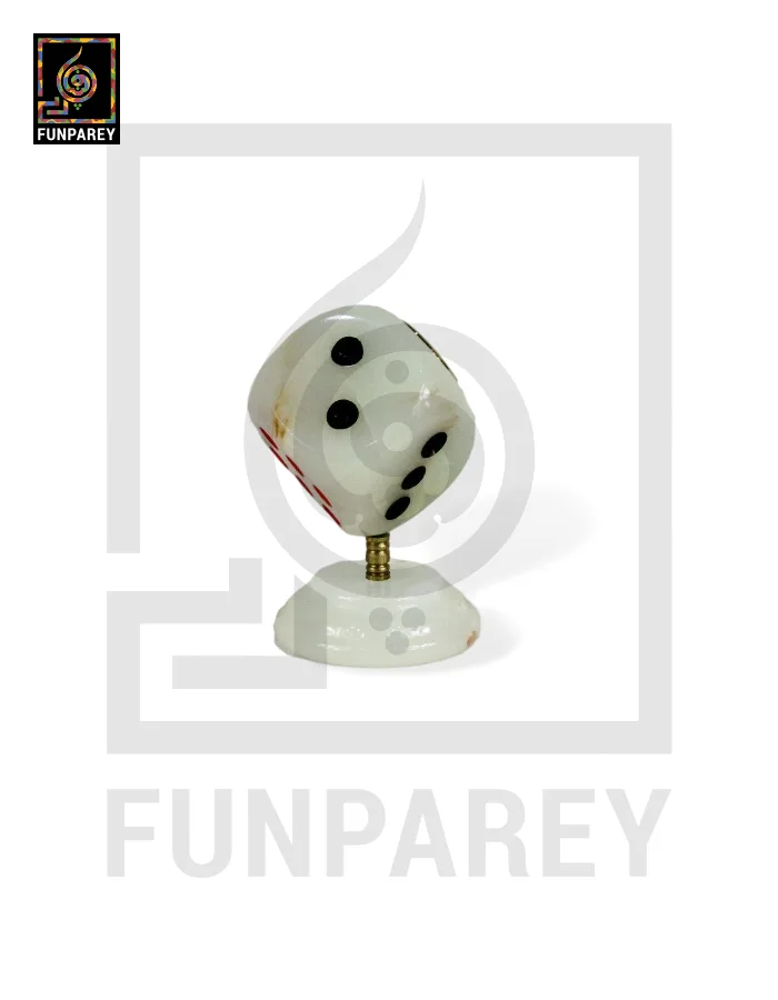 Onyx Stone Dice Table Clock 3"
