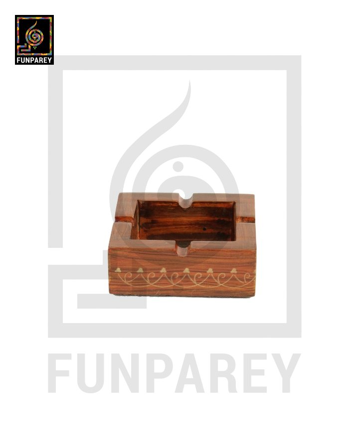 Handmade Wooden Ashtray Standard with Metallic Base 5x5