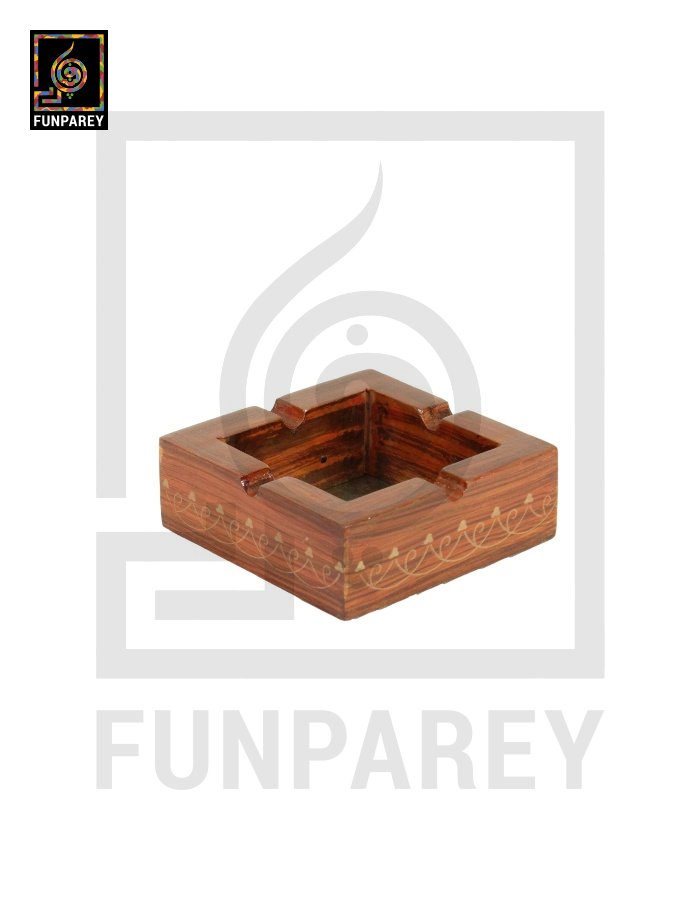 Handmade Wooden Ashtray Standard with Metallic Base 5x5