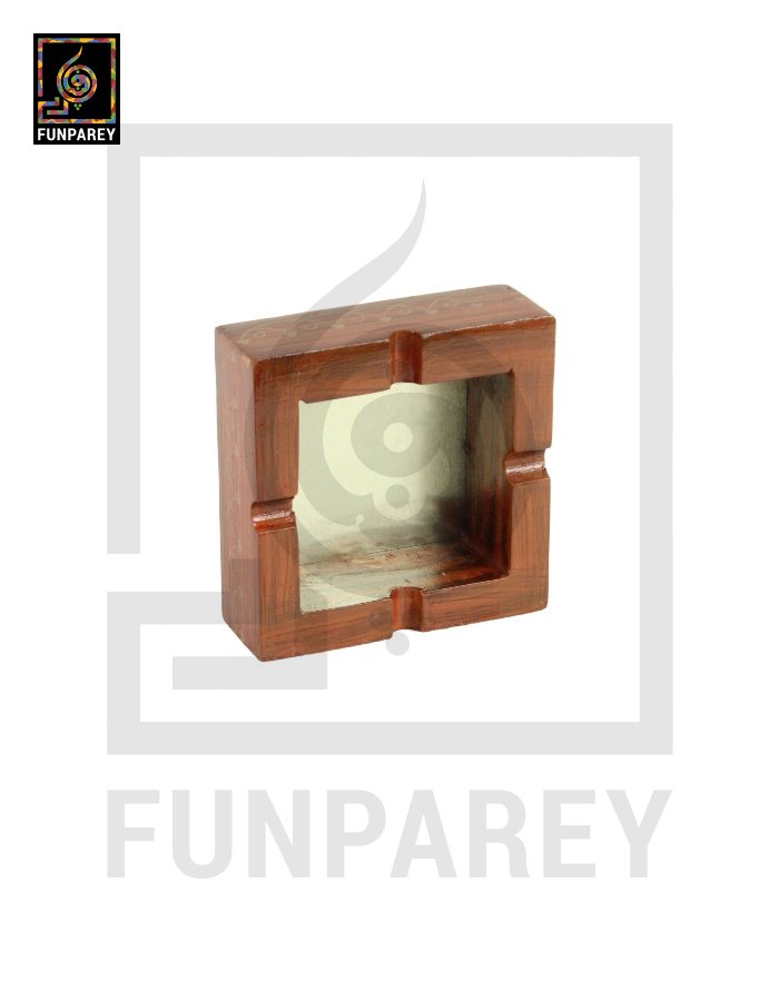 Handmade Wooden Ashtray Standard with Metallic Base 5x5