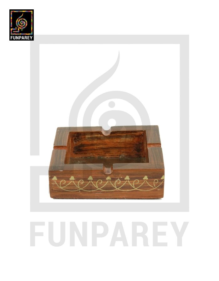 Handmade Wooden Ashtray Standard with Metallic Base 6x6