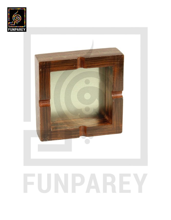 Handmade Wooden Ashtray Standard with Metallic Base 6x6