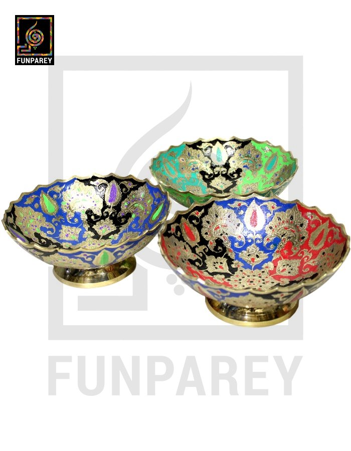Handmade Multicolor 8" Brass Bowl Set (3 Pieces)