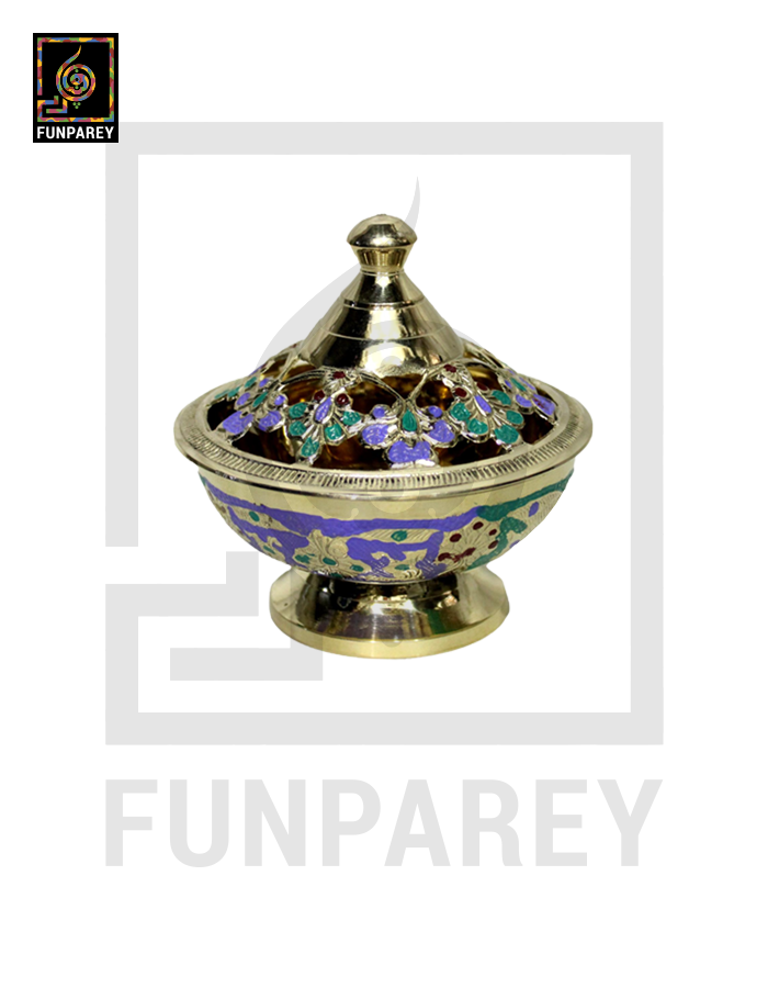 Handmade Decorative Brass Bowl with Lid Set (5 Pieces)