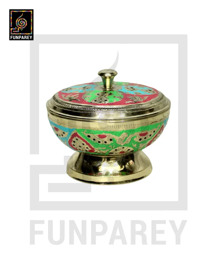 Handmade Decorative Flathead Brass Bowl with Lid