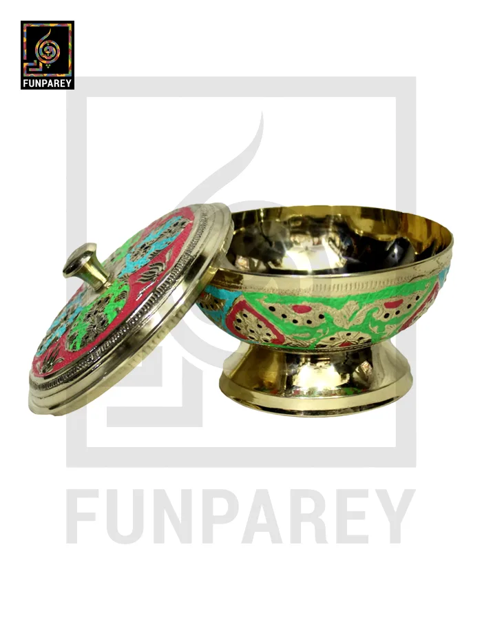 Handmade Decorative Flathead Brass Bowl with Lid