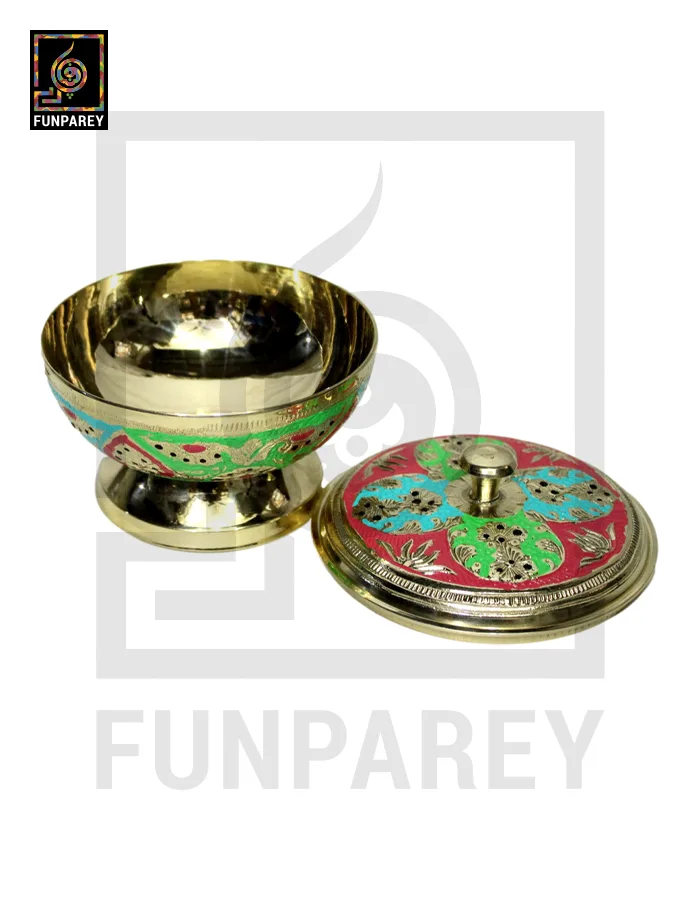 Handmade Decorative Flathead Brass Bowl with Lid