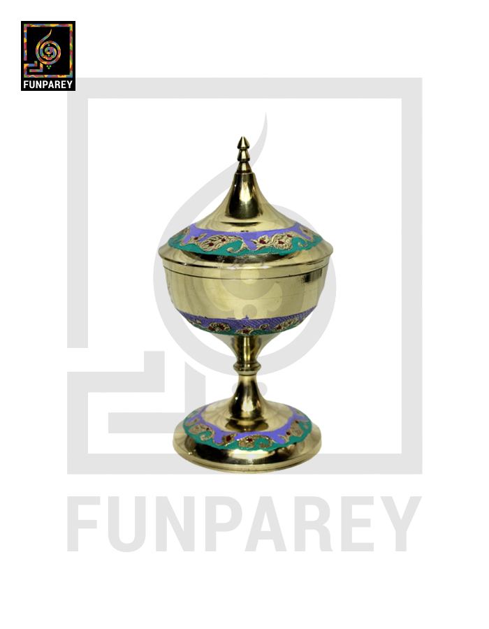 Handmade Decorative Tall Brass Bowl with Lid