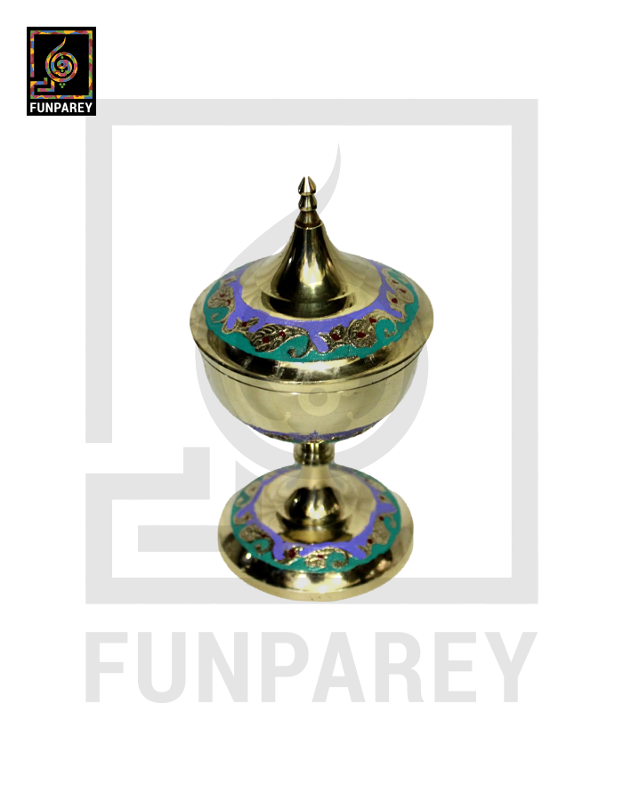 Handmade Decorative Brass Bowl with Lid Set (5 Pieces)