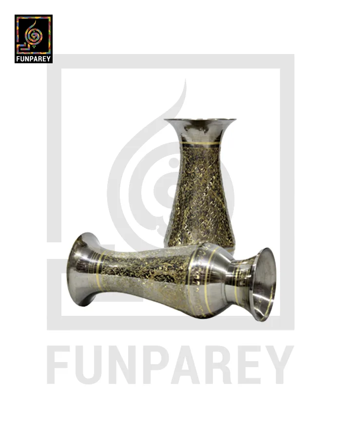 Handmade 7" Brass Vase Pair 'Aurum Deco'