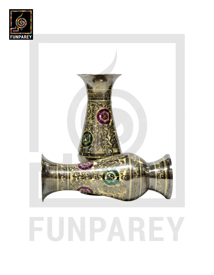 Handmade 7" Brass Vase Pair 'Pastoral'