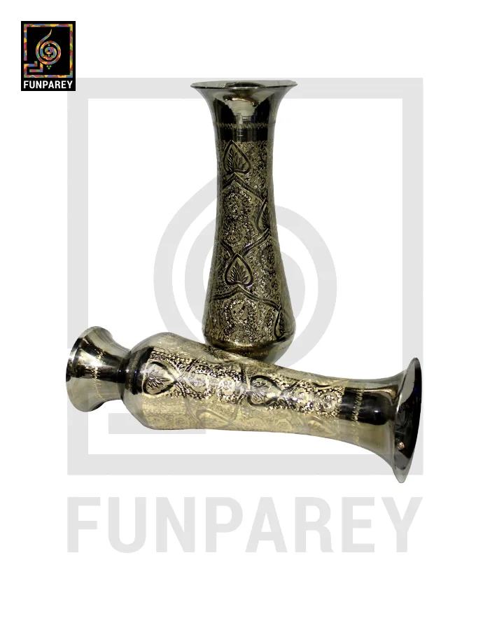 Handmade 14" Brass Vase Pair 'Aurum Motif'