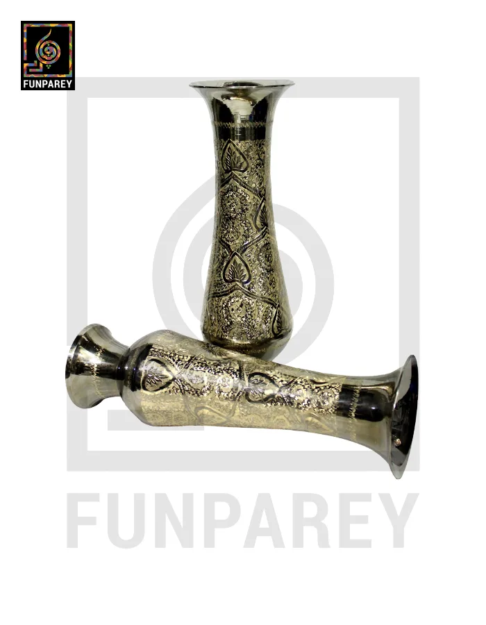 Handmade 14" Brass Vase Pair 'Aurum Motif'