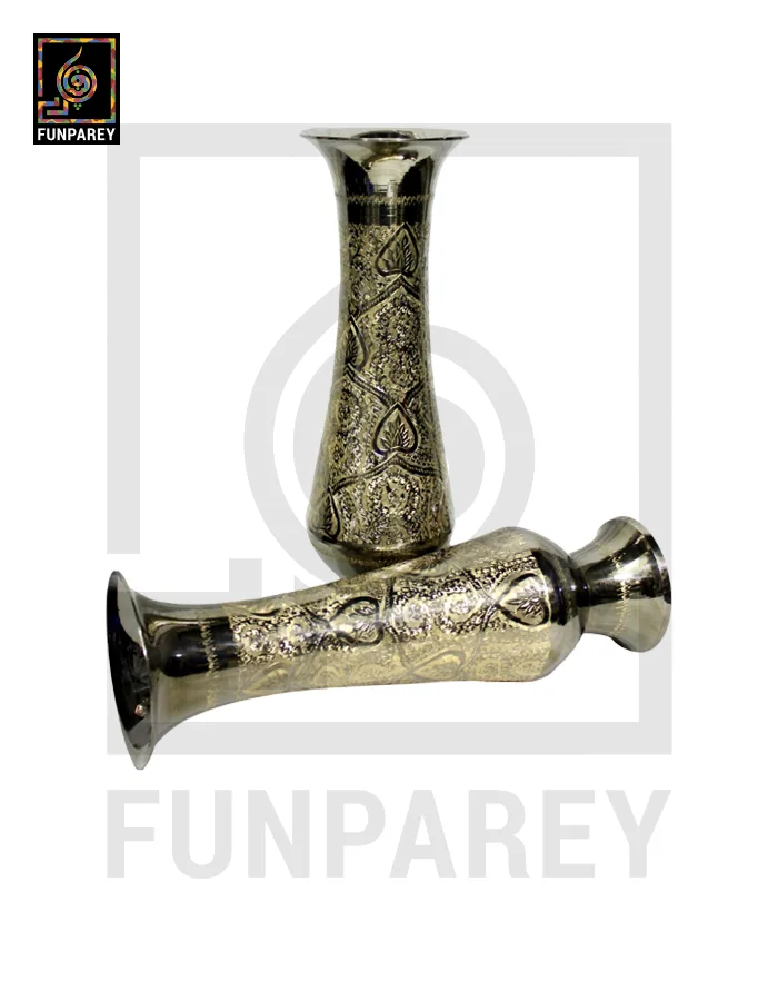 Handmade 14" Brass Vase Pair 'Aurum Motif'