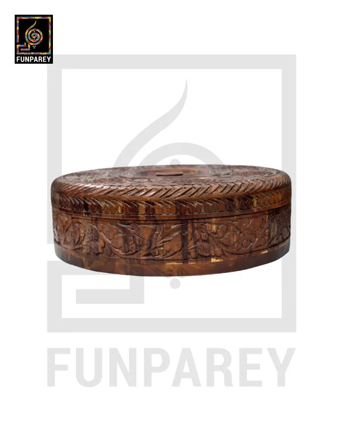14" Hand Carved Wooden Dry Fruit Bowl With Compartments