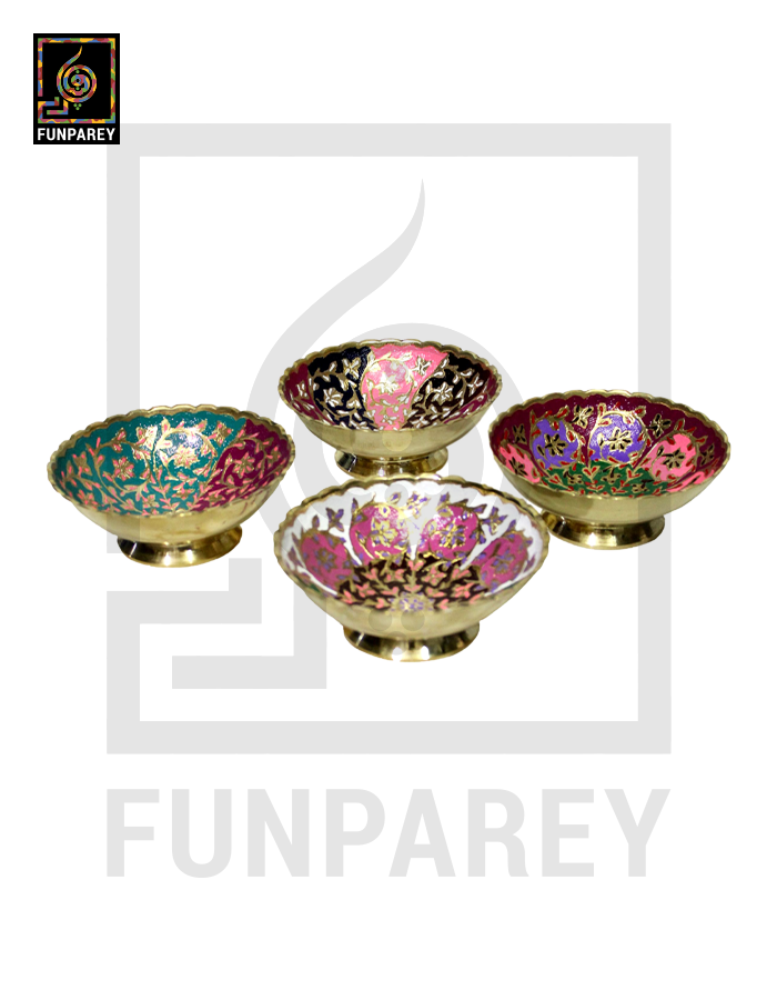 Handmade Decorative 5" Brass Bowl Set (4 Pieces)