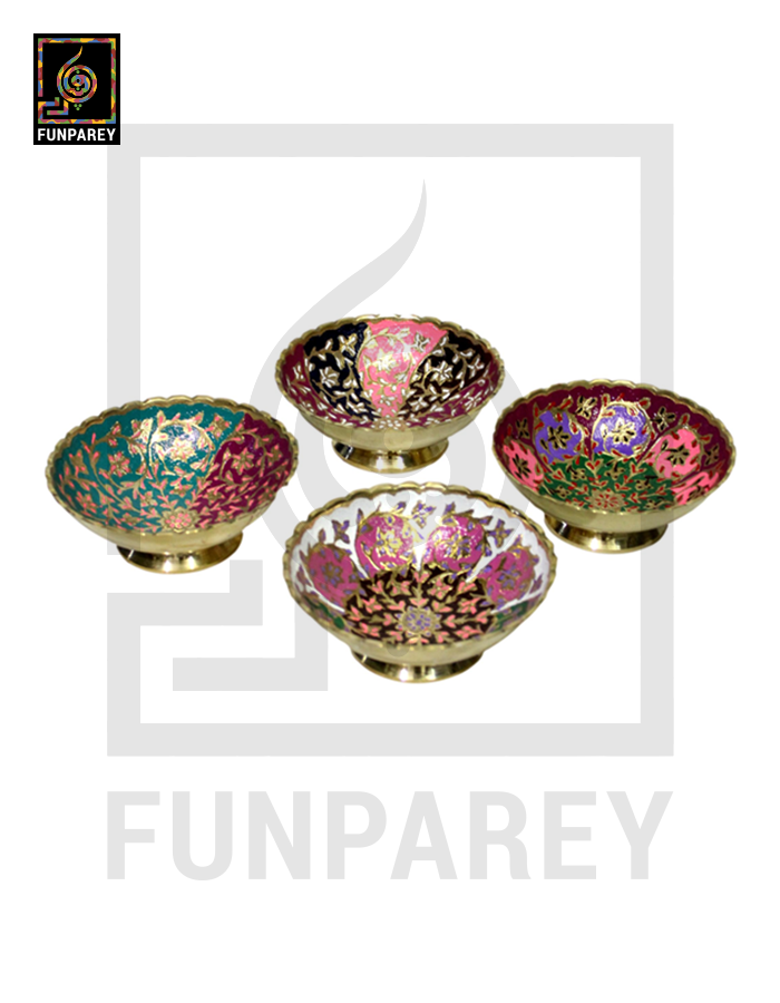 Handmade Decorative 5" Brass Bowl Set (4 Pieces)
