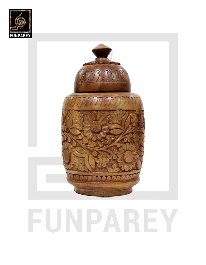 Hand Carved Wooden Martaban 12"