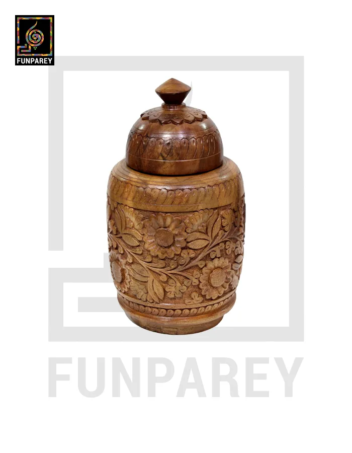 Hand Carved Wooden Martaban 12"