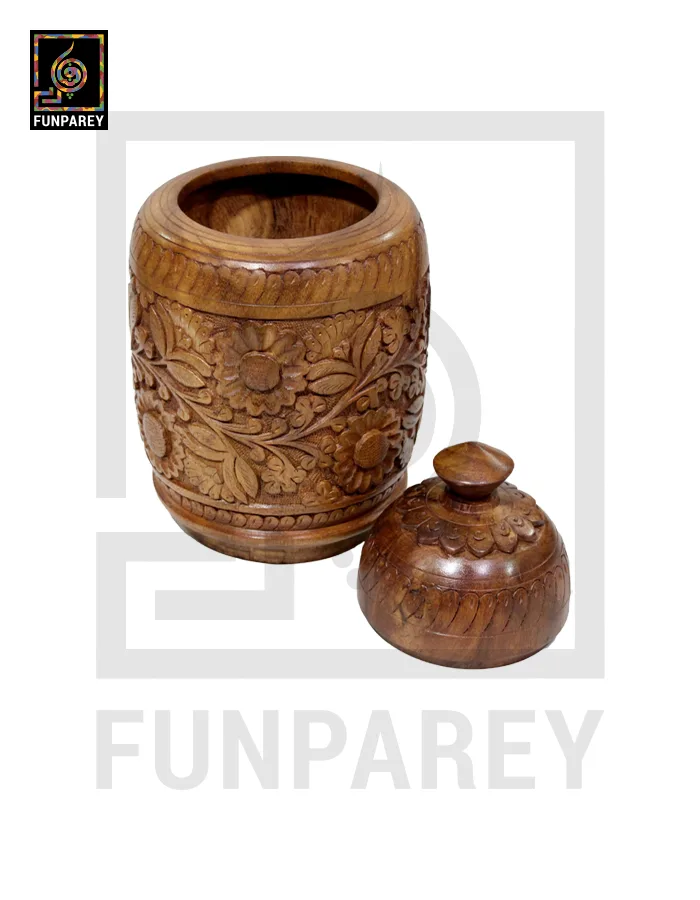 Hand Carved Wooden Martaban 12"