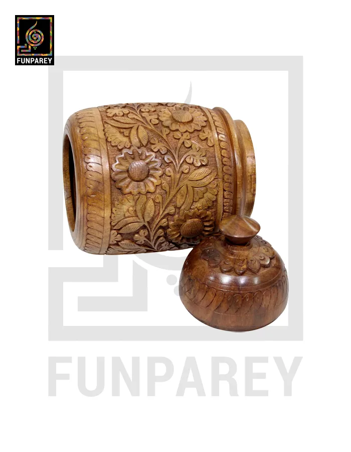 Hand Carved Wooden Martaban 12"