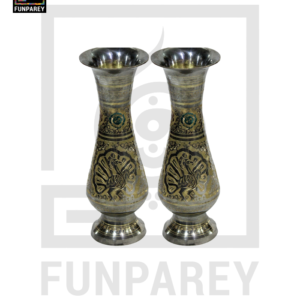 Handmade 10" Brass Vase Pair 'Etched Figurative'