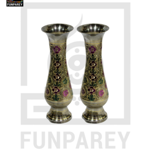 Handmade 10" Brass Vase Pair 'Jazzed Floral'