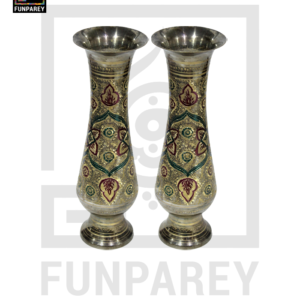 Handmade 12" Brass Vase Pair 'Floret'