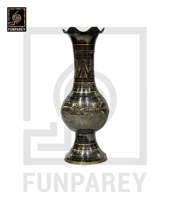 Handmade 14" Ample Throat Brass Vase Pair 'Opulent'