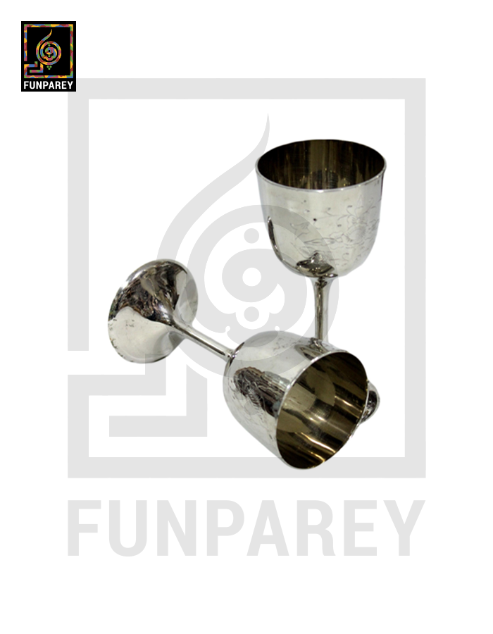 Handmade 6" Brass Chalices Pair "Chromium"