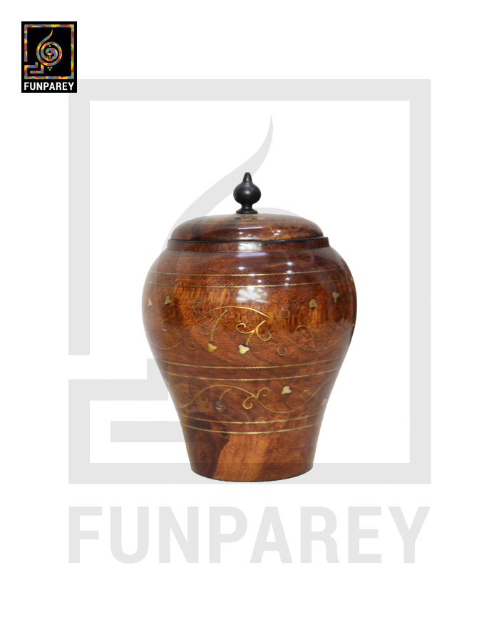 Smooth Wooden Candy Jar 6" with Brass Work