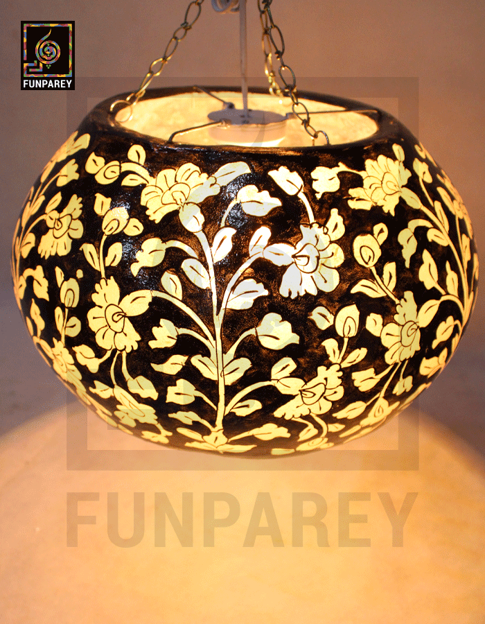 Camel Skin 13" Hanging Lamp "Stygian"