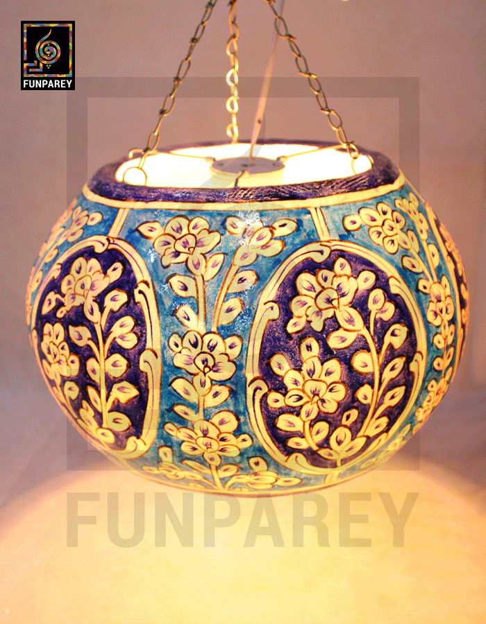 Camel Skin 13" Hanging Lamp "Azuric"