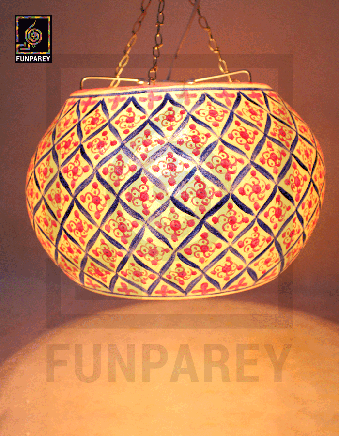 Camel Skin 13" Hanging Lamp "Coral"