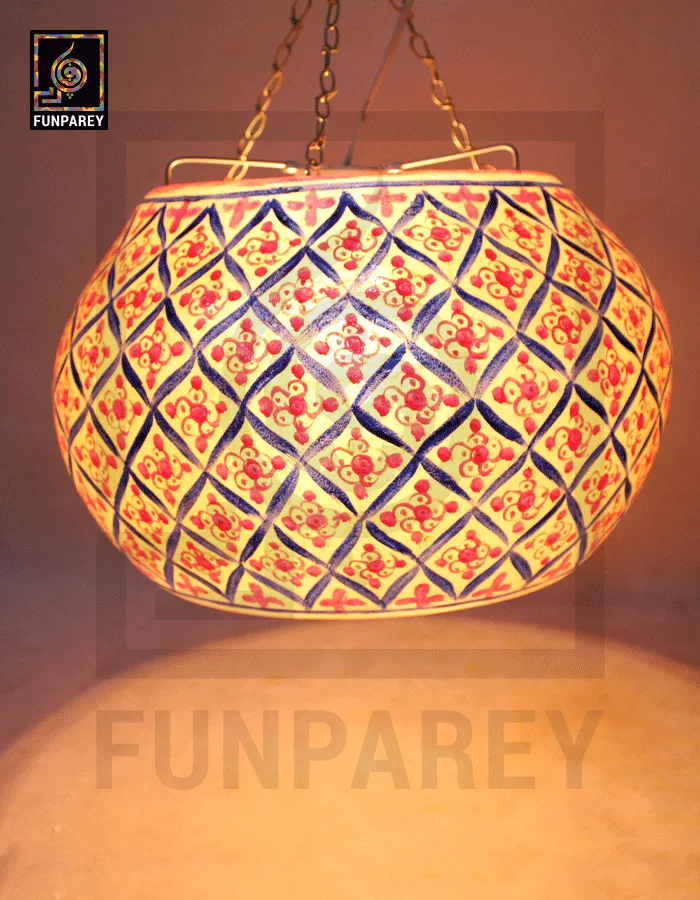 Camel Skin 13" Hanging Lamp "Coral"