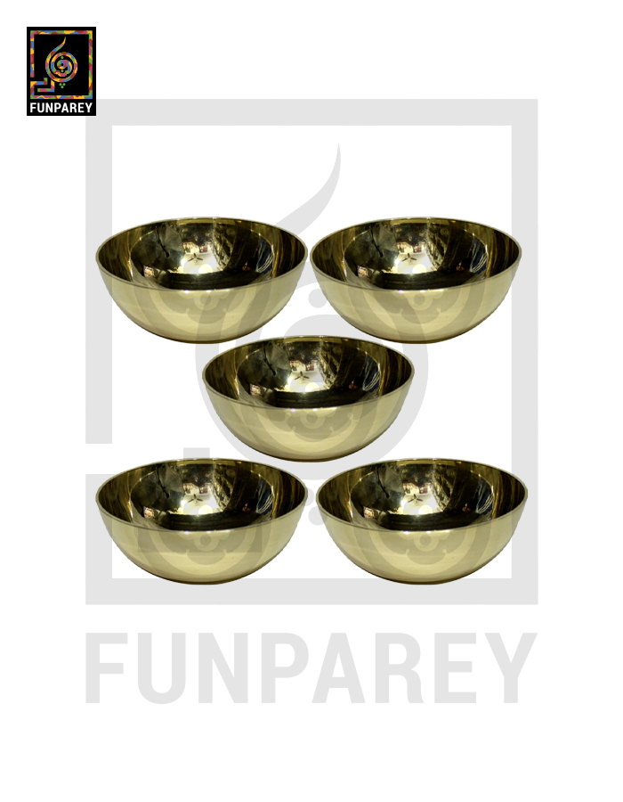 Premium 5" Brass Bowl Set (5 Pieces)