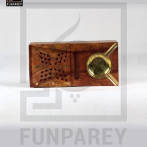 Handmade Wooden Flat Ashtray With Compartment