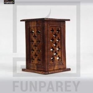 Hand Carved Large Wooden Lamp With Flat Head