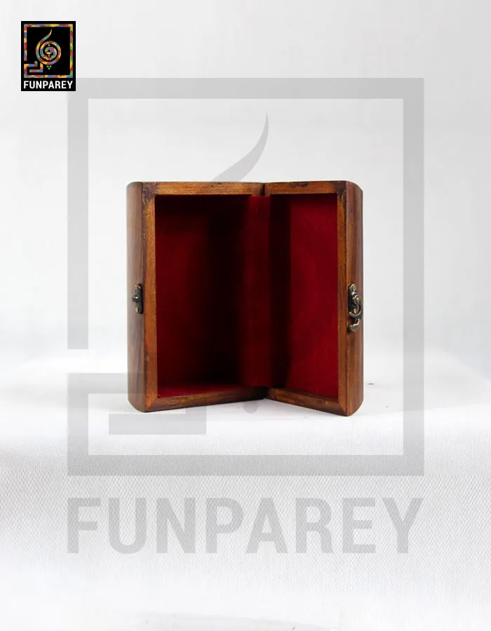 Hand Carved Wooden Jewelry Box 8/5 With Rounded Sides