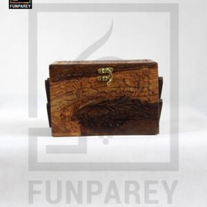 Hand Carved Wooden Cantilever Jewelry Box 8/5 3 Trays