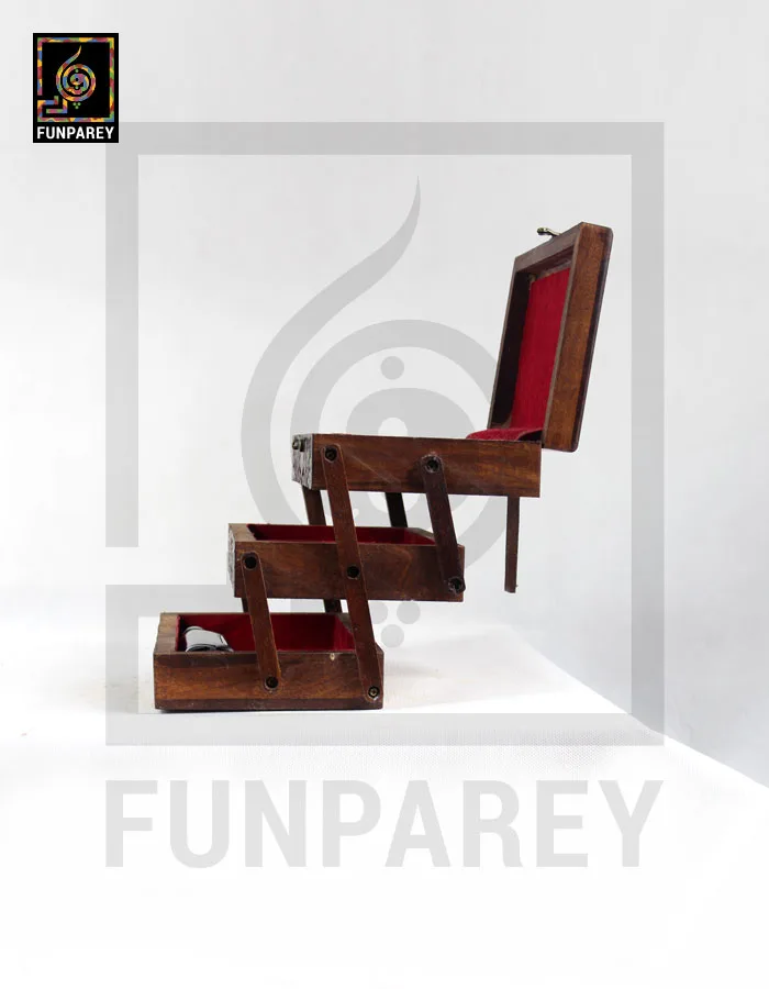 Hand Carved Wooden Cantilever Jewelry Box 6/9