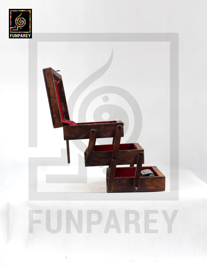 Hand Carved Wooden Cantilever Jewelry Box 6/9