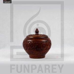 Hand Carved Wooden Candy Jar 5"