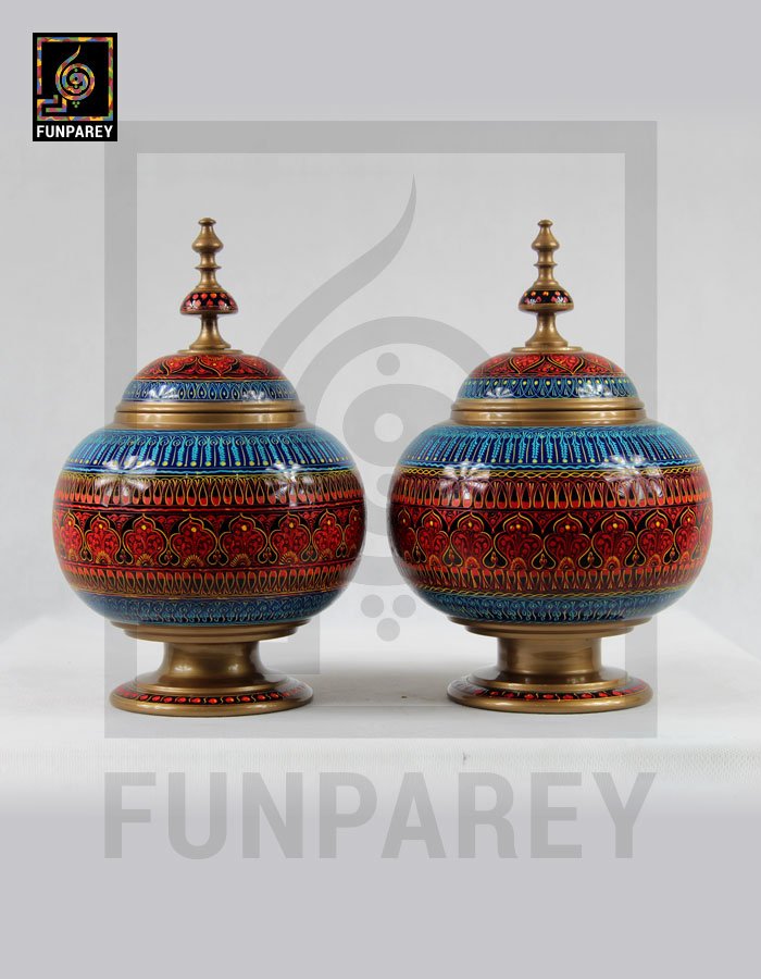 Candy Jar Gumbad - Nakshi Makrama Red and Blue