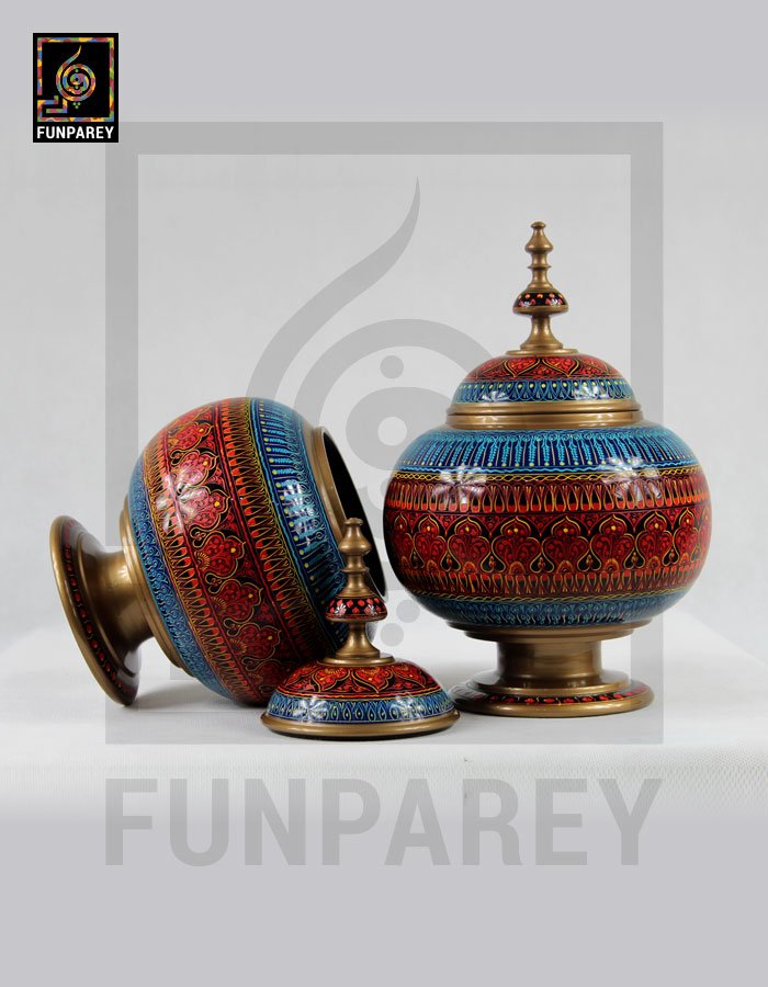 Candy Jar Gumbad - Nakshi Makrama Red and Blue