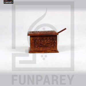 Hand Carved Wooden Sugar Pot